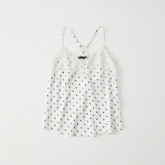 Abercrombie & Fitch Lace-Trim Satin Cami polka dot XS - Picture 3 of 5